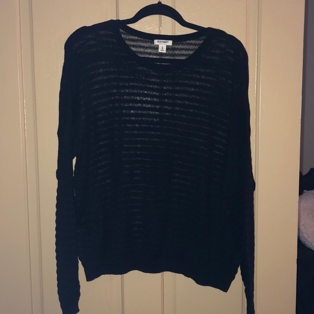 Sheer “striped” black sweater